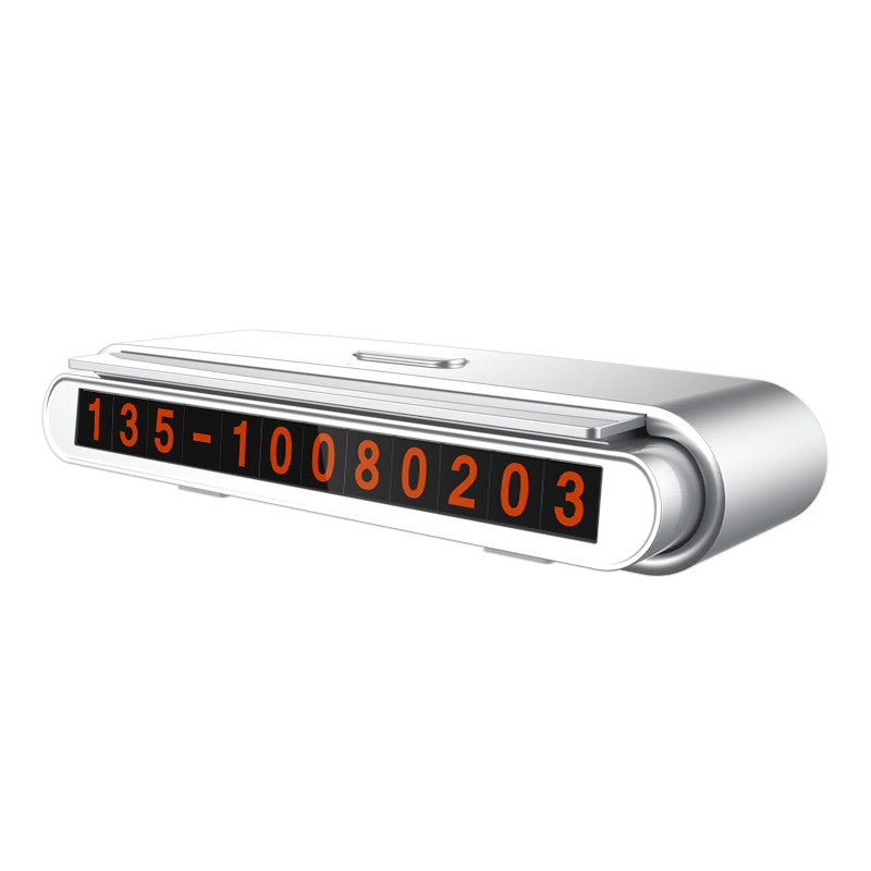 Suport Numar de Telefon pentru Parcare Auto, Afisaj cu Sistem de Glisare pentru Ascundere, Cifre Magnetice Vizibile, Fixare cu Banda Adeziva, 120 x 48 x 24 mm, Cifre Rosii, Gri Deschis