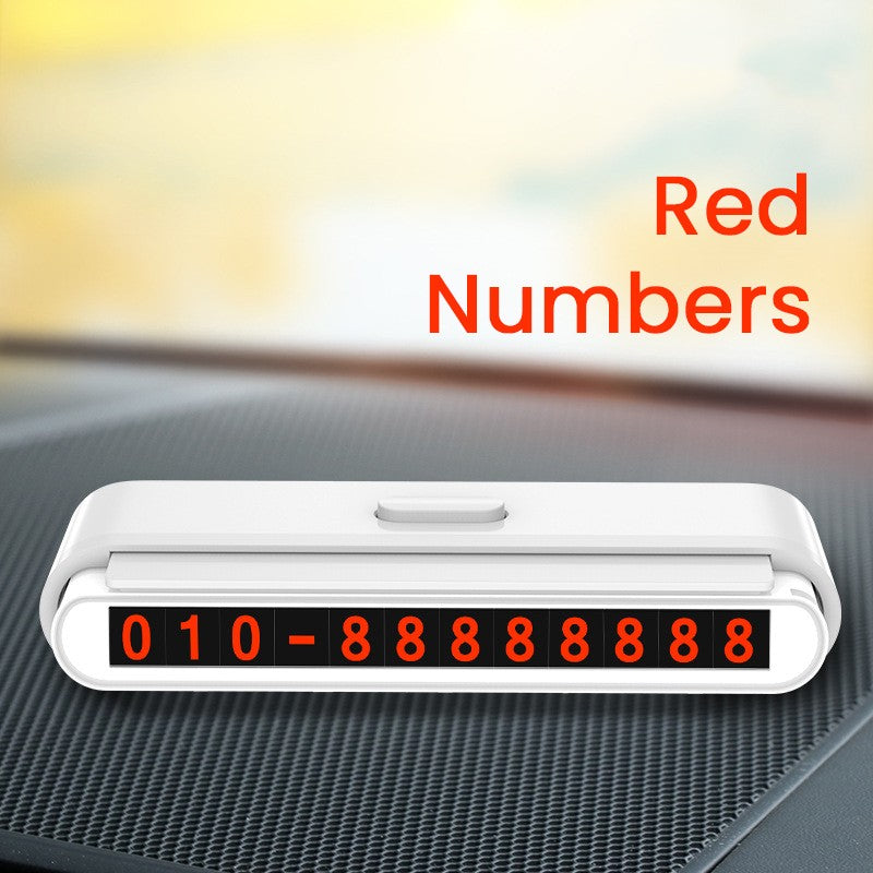 Suport Numar de Telefon pentru Parcare Auto, Afisaj cu Sistem de Glisare pentru Ascundere, Cifre Magnetice Vizibile, Fixare cu Banda Adeziva, 120 x 48 x 24 mm, Cifre Rosii, Gri Deschis