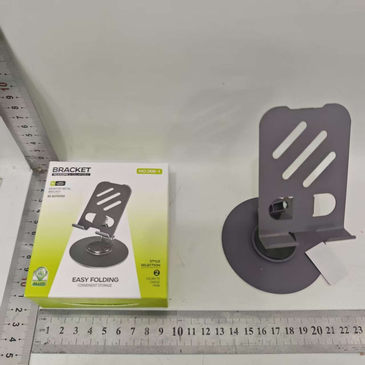Suport Telefon si Tableta, Rotativ 360 Grade, Design Pliabil si Reglabil, Structura Metalica, pentru Desktop, 10.5 x 9 x 9 cm, Mov Inchis