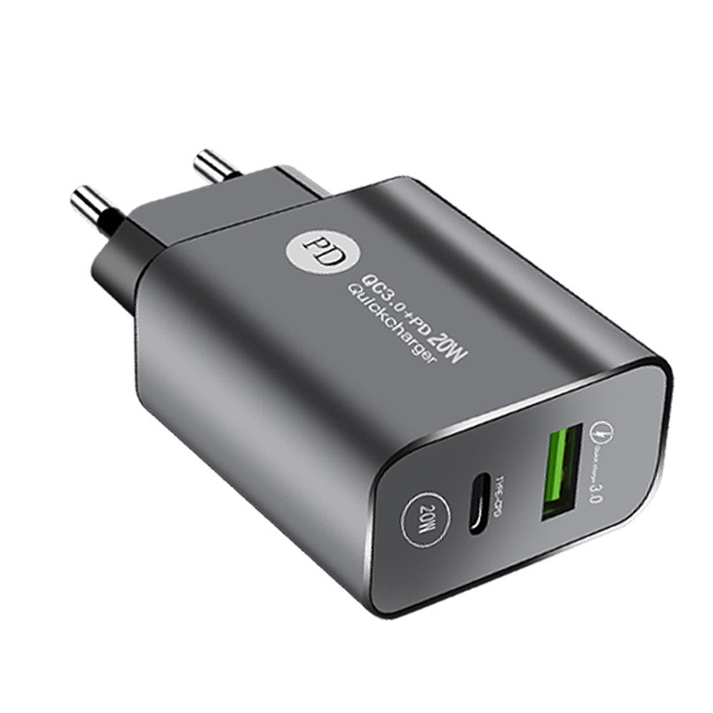 Incarcator Retea Fast Charge 20W, Power Delivery PD si Quick Charge 3.0, 2 Porturi USB si USB Type-C, Protectie Supraincalzire, Universal, Negru