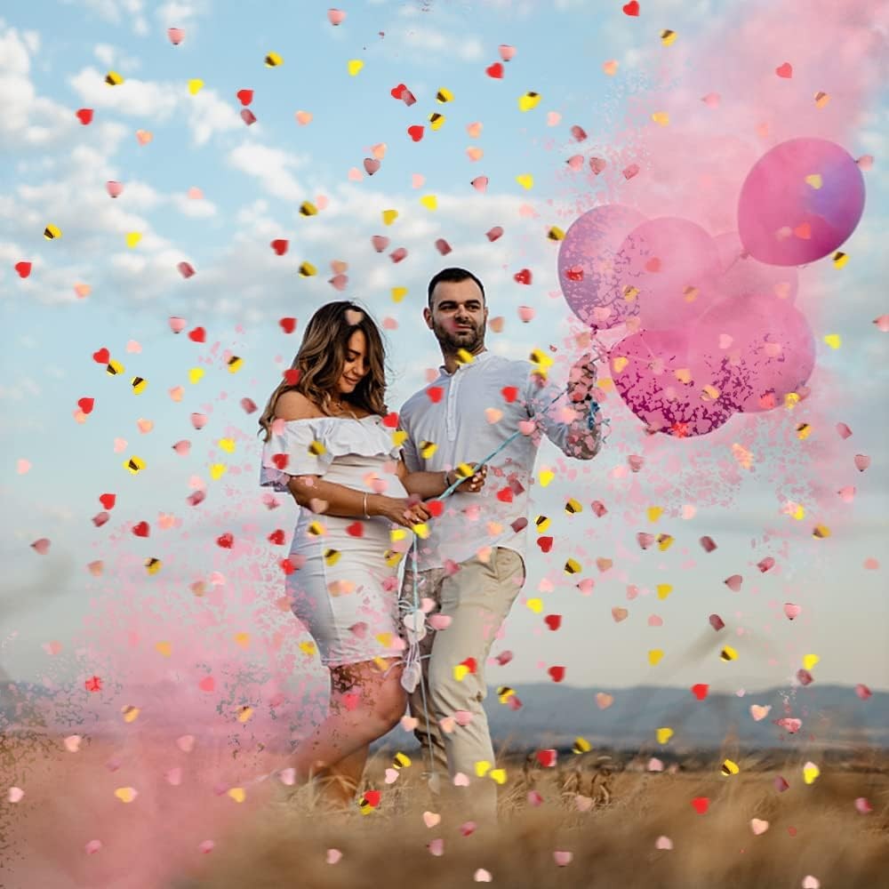 Tun Confetti Gender Reveal, Lansator Party Dezvaluire Gen, Mecanism cu Rasucire, Hartie si Carton, 40 cm, Roz