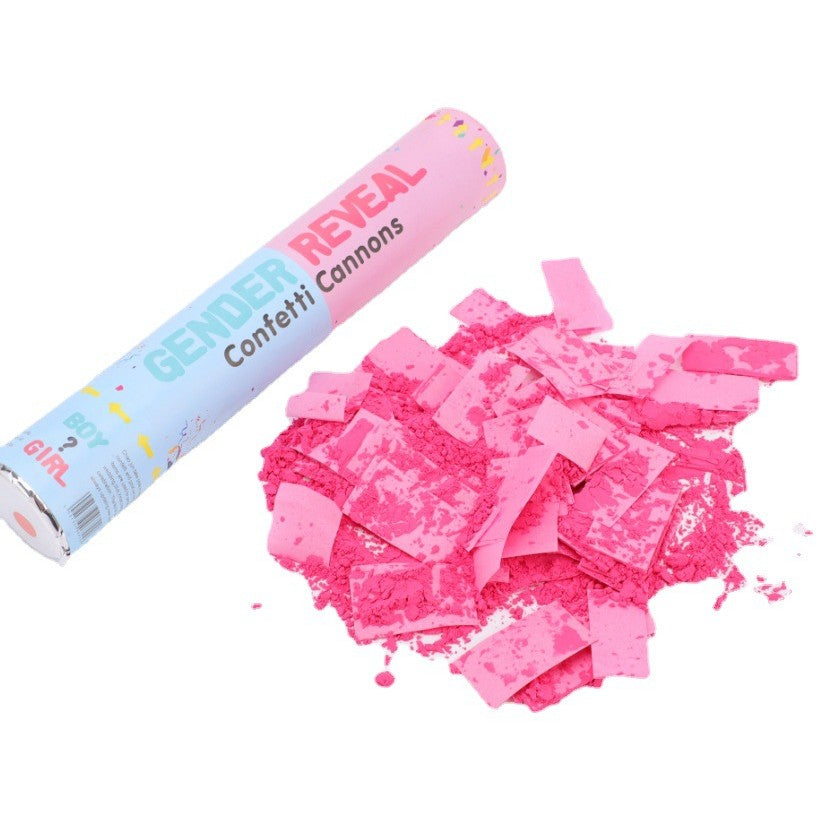 Tun Confetti Gender Reveal pentru Dezvăluire Gen Bebelus, Mecanism cu Răsucire, Material Hârtie și Folie, 40 cm, Roz