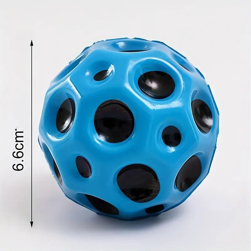 Minge Saltareata Hiperelastica Space Moon Ball, Jucarie Antistress pentru Copii si Adulti, Design Aerodinamic cu Sarituri Inalte, Spuma Poliuretanica, 66 mm, Albastru