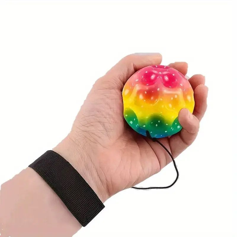 Minge Saltareata Space Moon Ball, Jucarie Antistress Hiperelastica pentru Copii si Adulti, Design Aerodinamic, Spuma Poliuretanica, 66 mm, Galben Multicolor