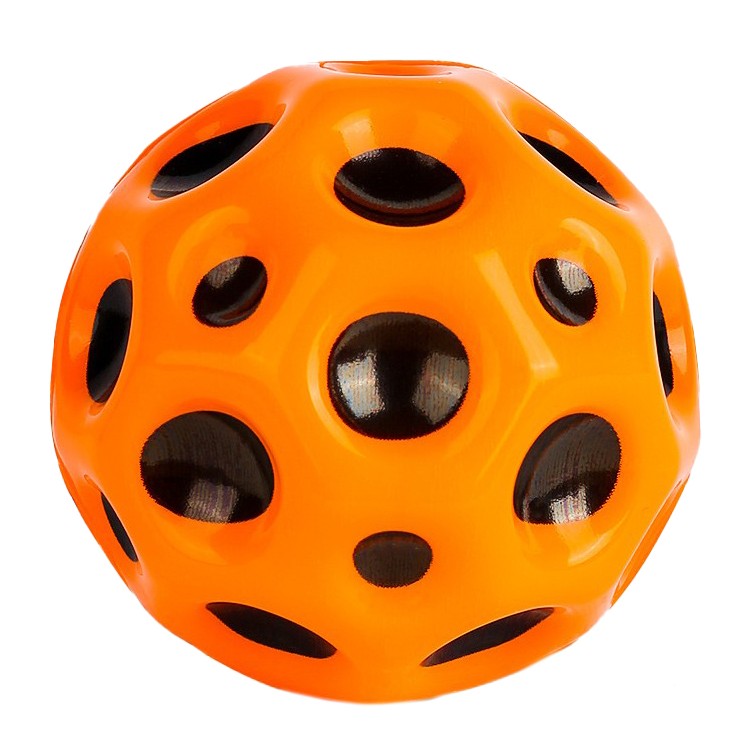 Minge Saltareata Space Moon Ball, Jucarie Hiperelastica si Antistress pentru Copii, Design Aerodinamic, Spuma de Inalta Densitate, Diametru 66 mm, Portocaliu