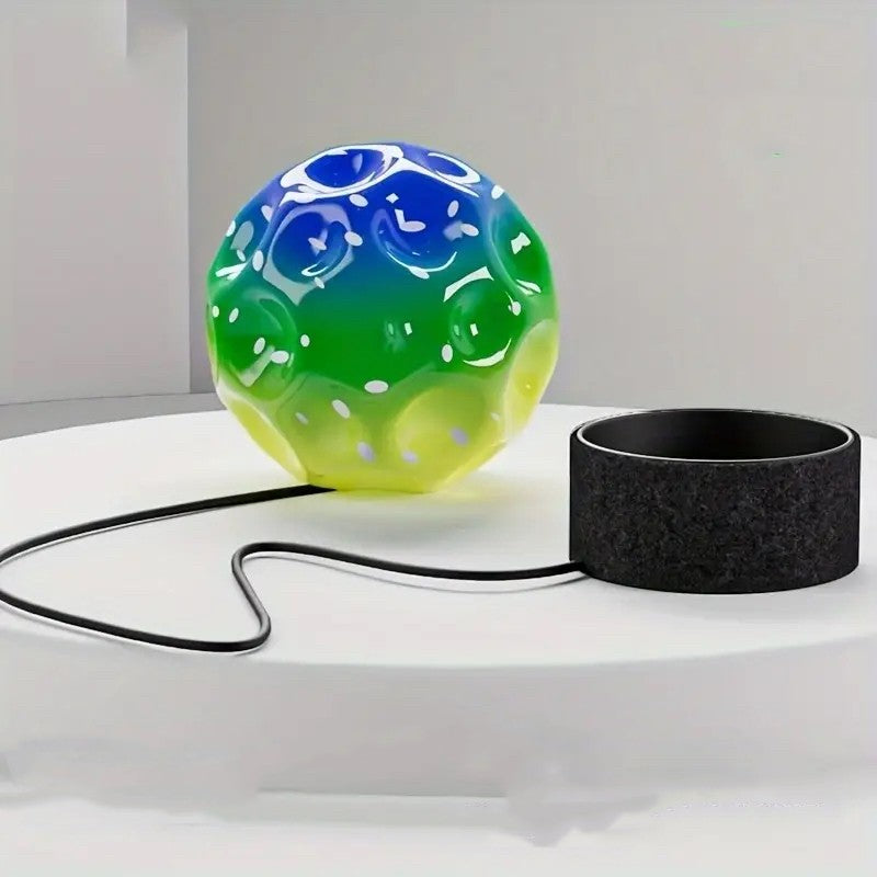 Minge Saltareata Space Moon Ball, Jucarie Antistress Hiperelastica pentru Copii, Design Ergonomic cu Suprafata Neregulata, Spuma de Inalta Densitate, Diametru 66 mm, Verde Multicolor