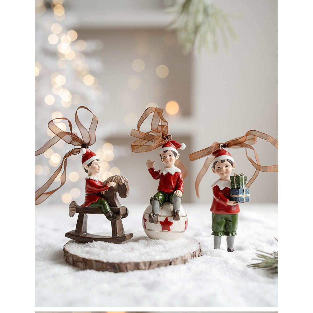 Decorațiune de Crăciun pentru Brad, Model Elf pe Glob, Figurina Tematică din Rășină, Multicolor, 10 x 4 cm, 94 g