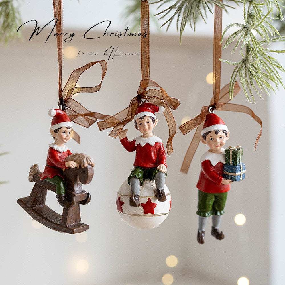 Decoratiune De Craciun Pentru Brad, Model Elf Cu Cadouri, Figurina Festiva Din Rasina, Multicolor, 10 x 3 cm