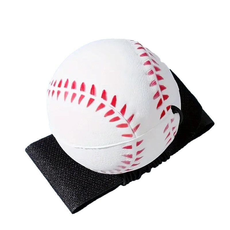 Minge Saltareata Hiperelastica Space Moon Ball, Jucarie Antistress pentru Coordonare si Relaxare, Model Baseball cu Fixare de Mana, Spuma Elastica, 66 mm, Alb/Verde
