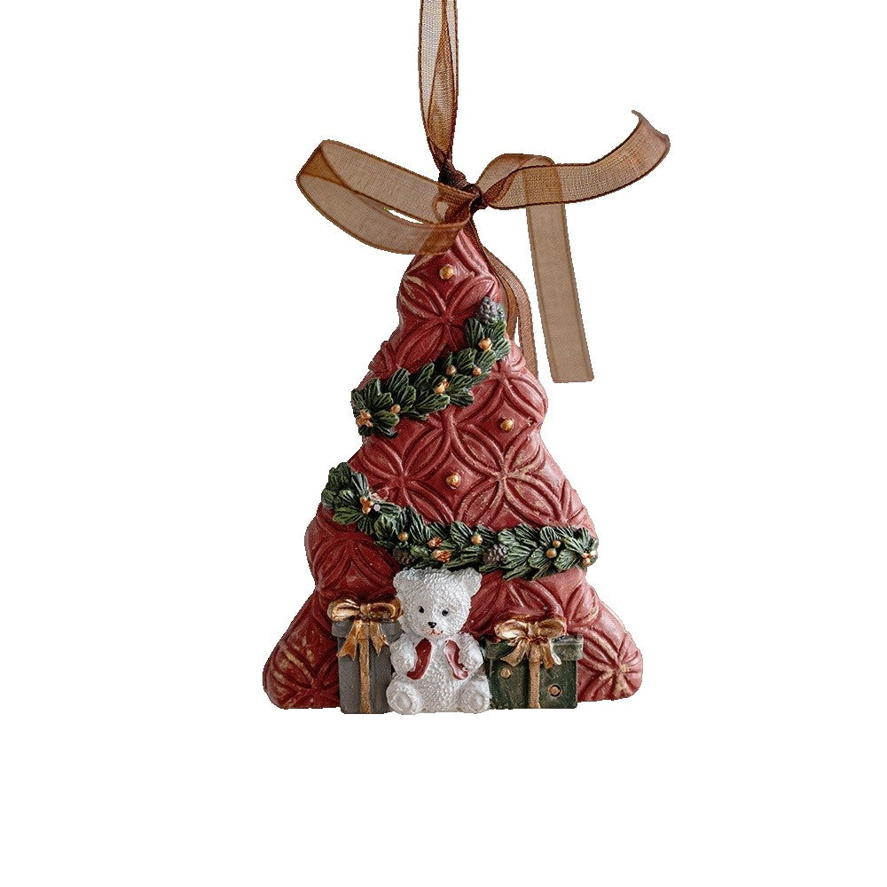 Decoratiune de Craciun pentru Brad, Model Bradut, Figurina Festiva din Rasina, Rezistenta, Multicolor, 8.5 x 6.5 cm