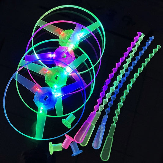 Jucarie Disc Zburator cu Lumini LED Colorate, Aruncator Manual Tip Libelula, Material ABS, 14 Ani+, Verde, 20 x 30 cm