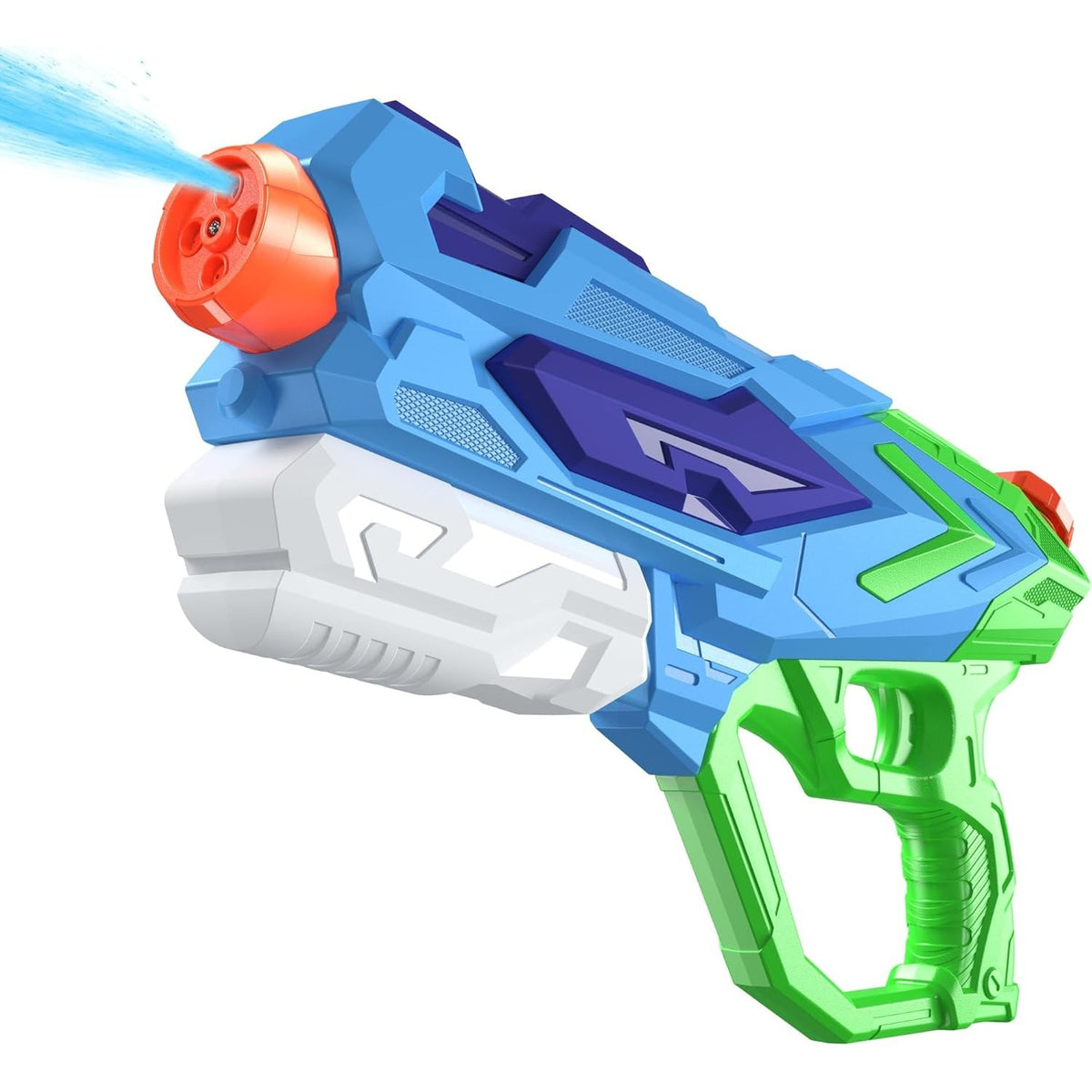 Pistol cu Apa pentru Copii, 4 Duze Comutabile, Raza 8m, Plastic Rezistent, Rezervor 900 ml, Verde, 6 Ani+