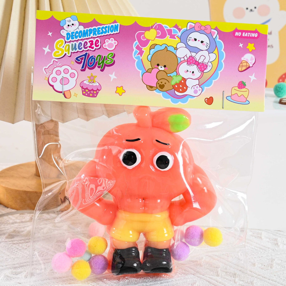 Jucarie Antistres Squishy, Model Omulet Musculos UDin Din Dun Ma Din, Revenire Lenta Relaxanta, Material TPR Moale, 12 x 11 x 3 cm, Multicolor