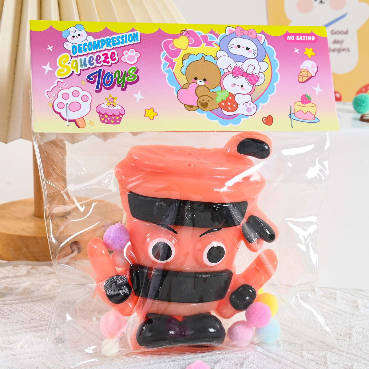 Jucarie Antistres Squishy, Model Cappuccino Assassino, Revenire Lenta, Material TPR Moale, 12 x 11 x 3 cm, Multicolor