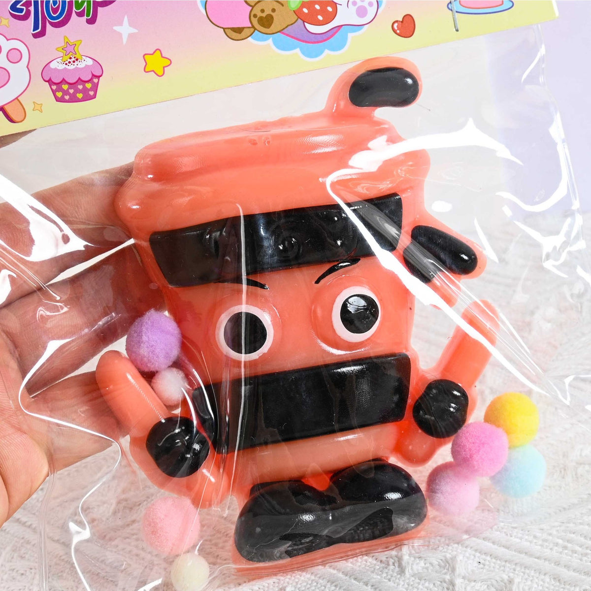 Jucarie Antistres Squishy, Model Cappuccino Assassino, Revenire Lenta, Material TPR Moale, 12 x 11 x 3 cm, Multicolor