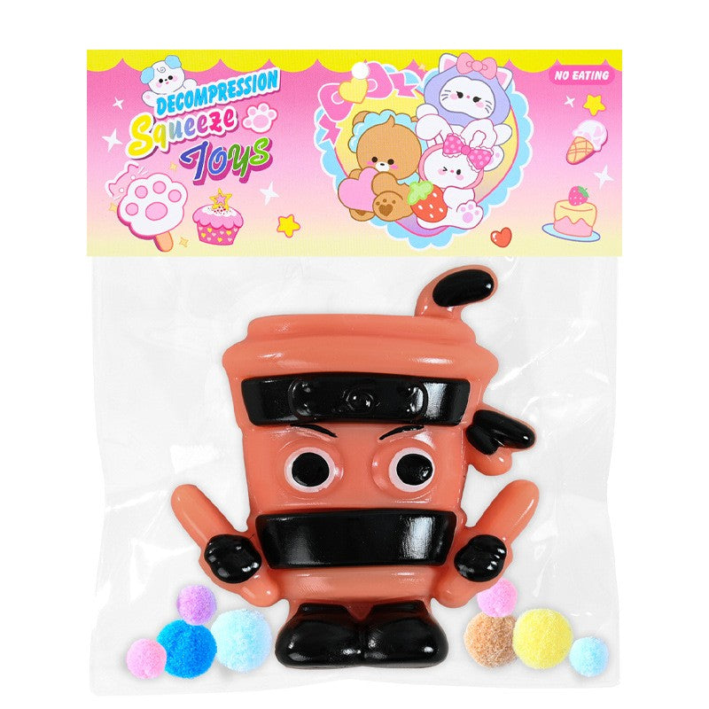 Jucarie Antistres Squishy, Model Cappuccino Assassino, Revenire Lenta, Material TPR Moale, 12 x 11 x 3 cm, Multicolor