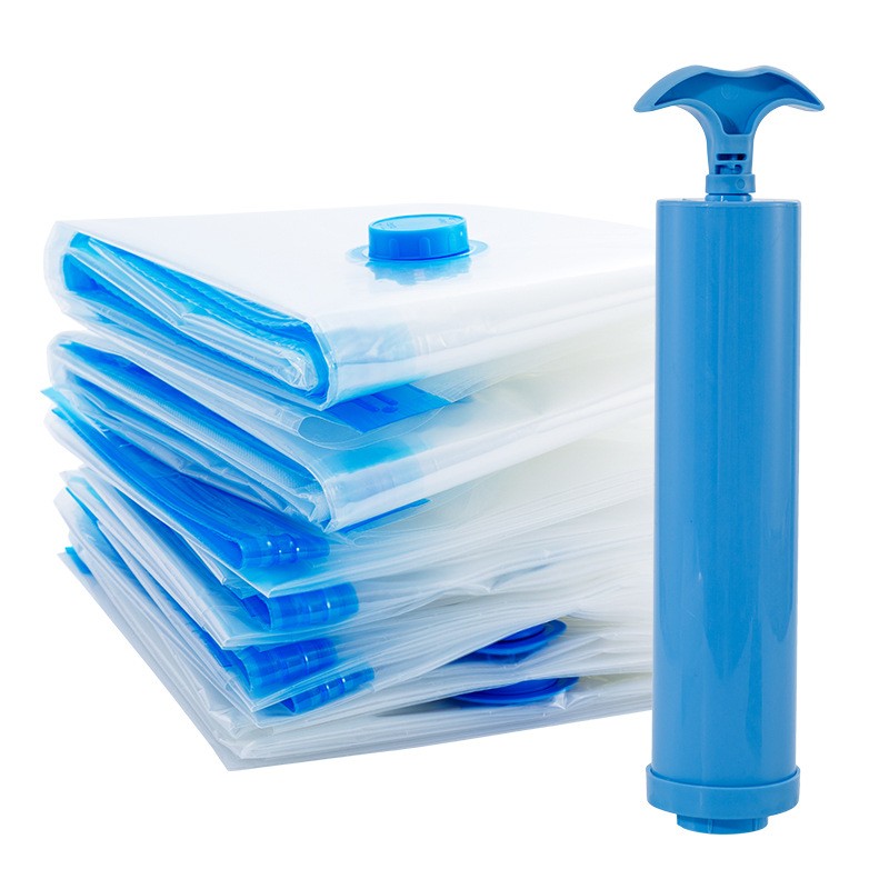 Set 9 Saci de Vidat Haine si Lenjerie, Organizare si Depozitare, Etansare prin Vacuum, Reutilizabili si Impermeabili, Material PET si PE, Pompa Manuala Inclusa, Transparent, Marimi Mixte