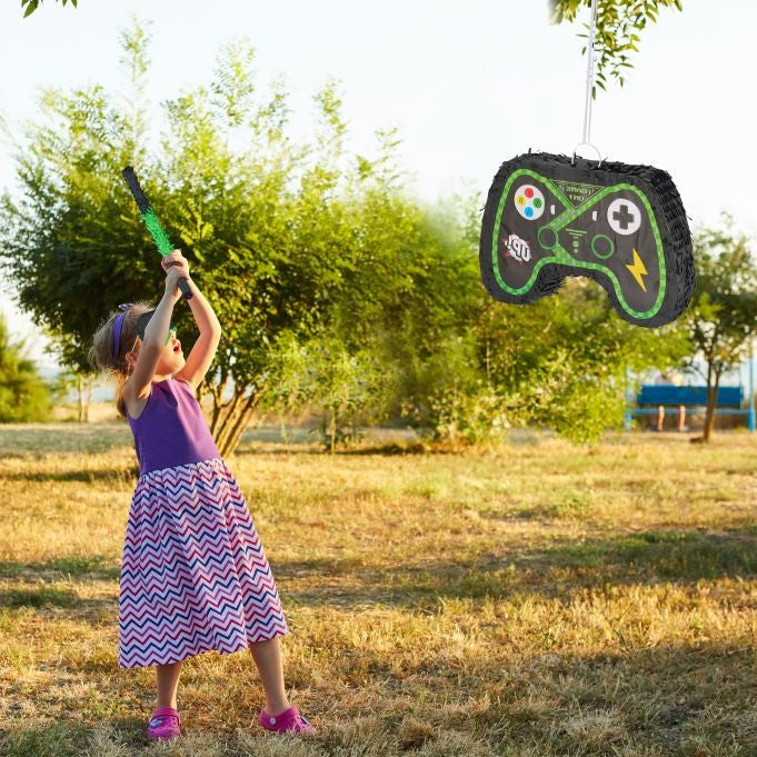 Pinata Petrecere Model Controller Gamepad, Design Gaming Video, Carton si Hartie Creponata, 42 x 28 x 8 cm, Negru