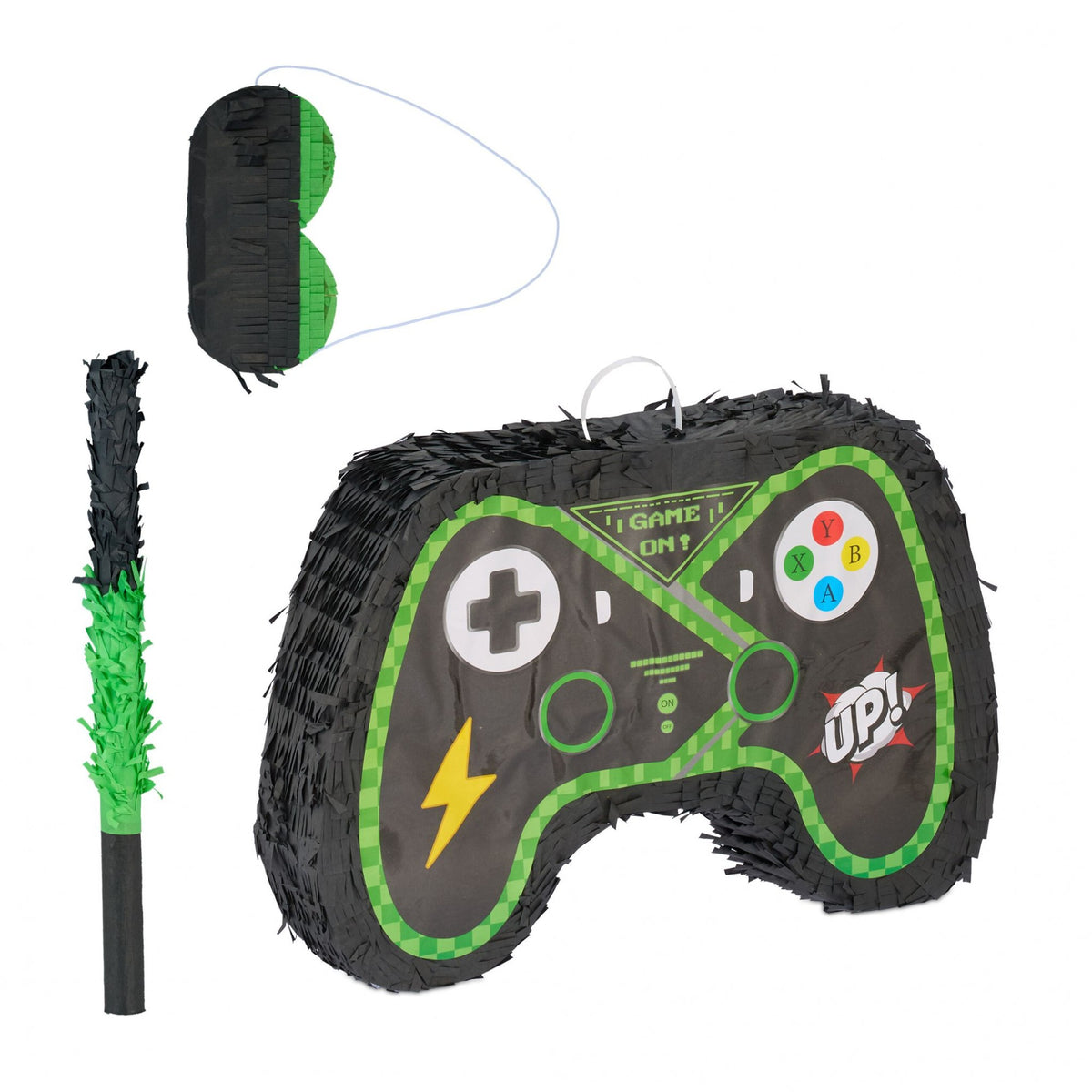 Pinata Petrecere Model Controller Gamepad, Design Gaming Video, Carton si Hartie Creponata, 42 x 28 x 8 cm, Negru