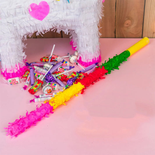 Bat pentru Pinata, Accesoriu Petrecere Copii si Adulti, Carton Rezistent cu Hartie Creponata, 59 cm, Multicolor, 1 Bucata