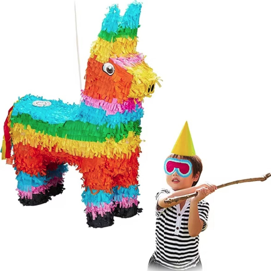 Pinata Pentru Copii, Model Magarus Colorat, Accesorii Petrecere, Carton Si Hartie Creponata, 50 x 35 x 10 cm, Multicolor