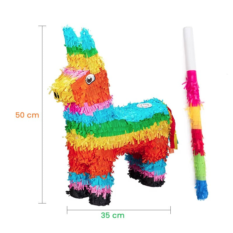 Pinata Pentru Copii, Model Magarus Colorat, Accesorii Petrecere, Carton Si Hartie Creponata, 50 x 35 x 10 cm, Multicolor