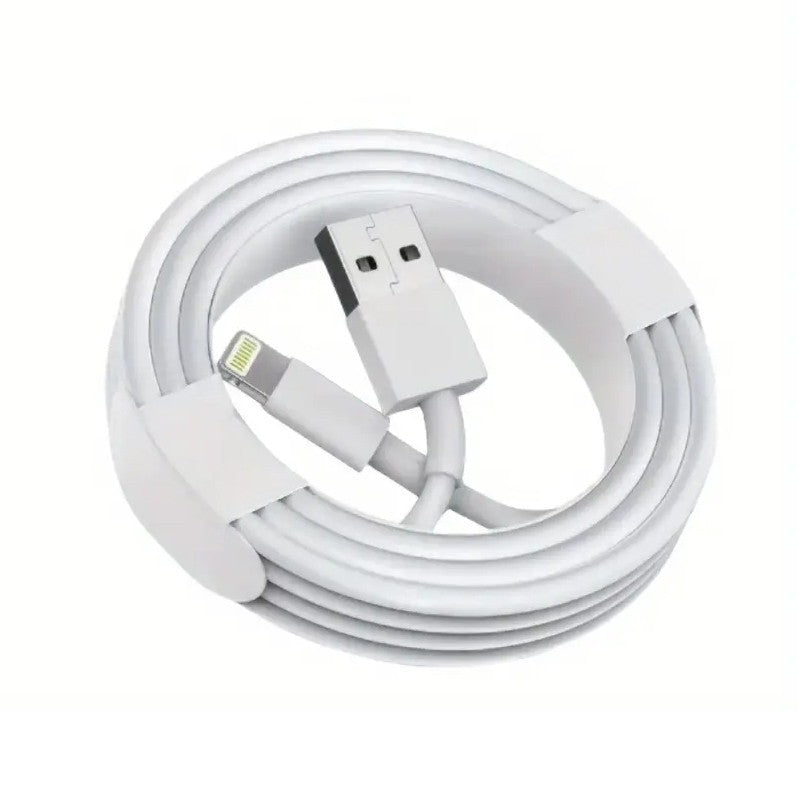 Cablu de Date si Incarcare Rapida Lightning, Conector USB-B pentru iPhone, Transfer de Date 2A, PVC Flexibil, 2 m, Alb