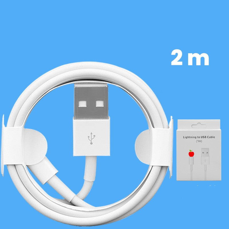 Cablu de Date si Incarcare Rapida Lightning, Conector USB-B pentru iPhone, Transfer de Date 2A, PVC Flexibil, 2 m, Alb