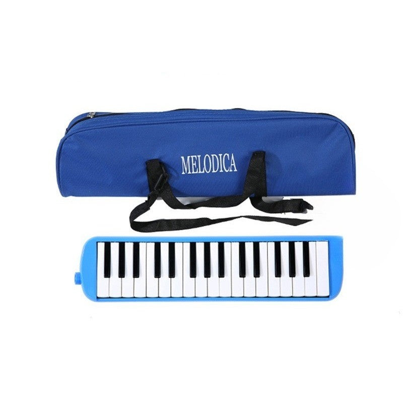 Muzicuta Melodica cu 32 Clape pentru Incepatori si Copii, Clape Imprimate cu Note, Corp din ABS Ecologic, Include Husa de Transport si Suflator, 45 x 13 x 7 cm, Albastru
