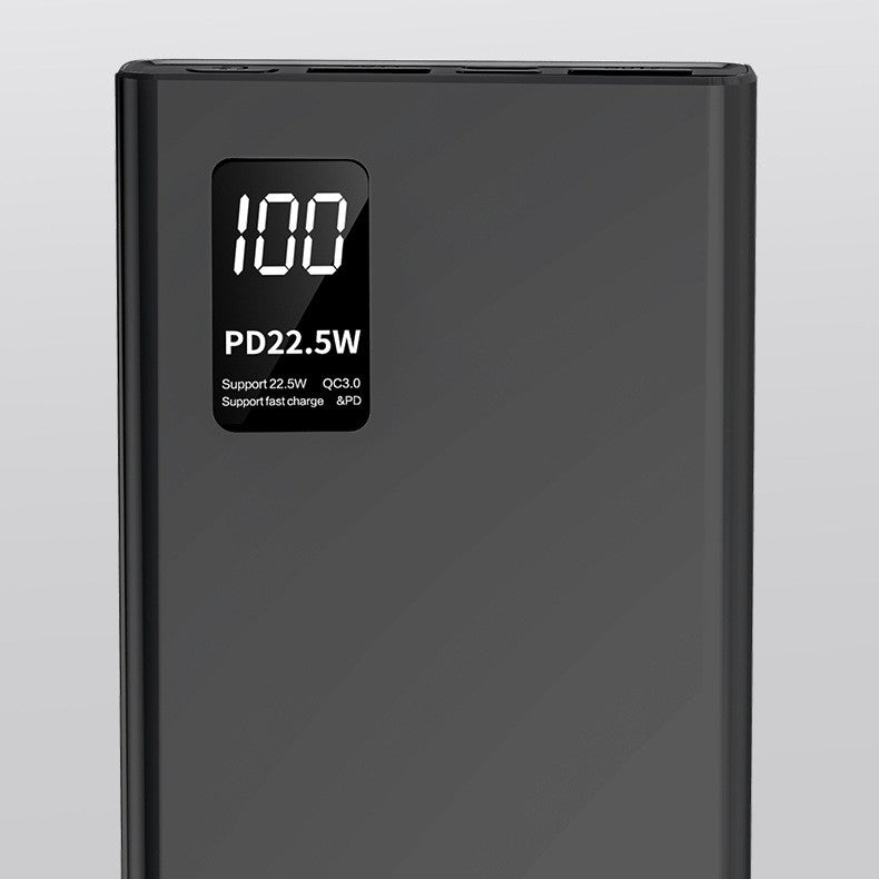 Baterie Externa Powerbank Ultra-Subtire, Fast Charge Power Delivery 22.5W, Ecran Digital LED, 1x USB-C si 2x USB, 10000 mAh, Negru