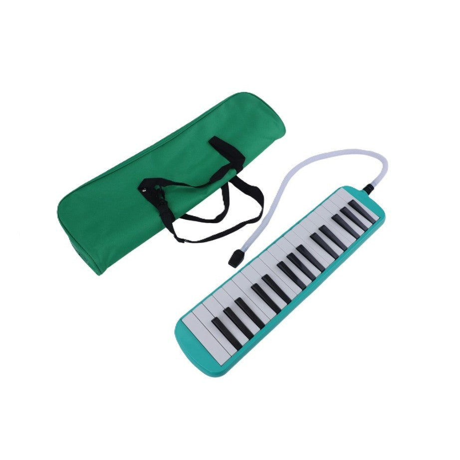 Muzicuta Melodica cu 32 Clape pentru Incepatori, Instrument Muzical Educativ cu Note Imprimate, ABS Ecologic, Include Husa si Suflator, 45 x 13 x 7 cm, Verde