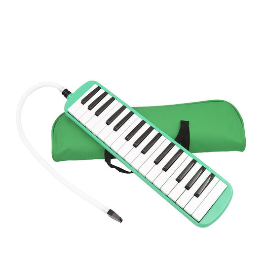 Muzicuta Melodica cu 32 Clape pentru Incepatori, Instrument Muzical Educativ cu Note Imprimate, ABS Ecologic, Include Husa si Suflator, 45 x 13 x 7 cm, Verde