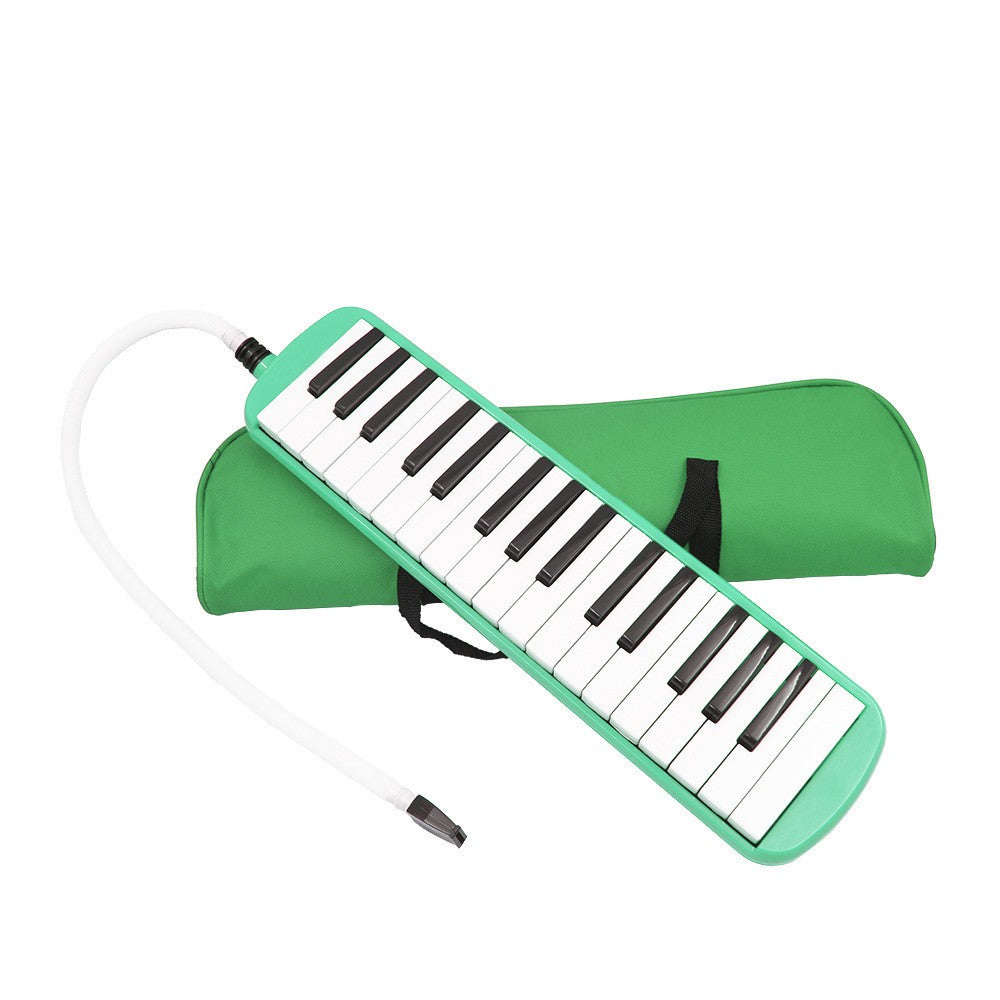 Muzicuta Melodica cu 32 Clape pentru Incepatori, Instrument Muzical Educativ cu Note Imprimate, ABS Ecologic, Include Husa si Suflator, 45 x 13 x 7 cm, Verde