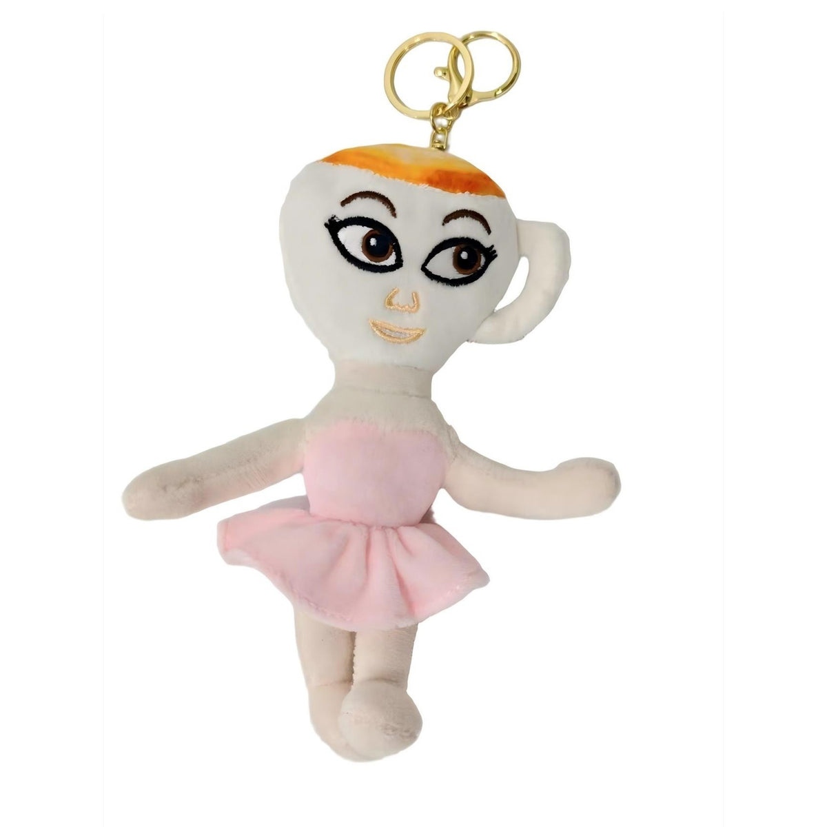 Jucarie de Plus Tip Breloc, Model Italian Brainrot Ballerina Cappuccina, Carabina Metalica, Material Moale, 17 x 14 cm, Roz