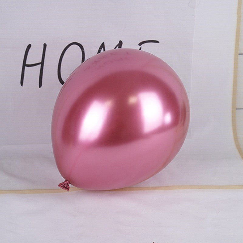 Set 12 Baloane Aniversare, Latex Chrome cu Aspect Metalizat, Compatibile Aer sau Heliu, 30 cm, Rosu