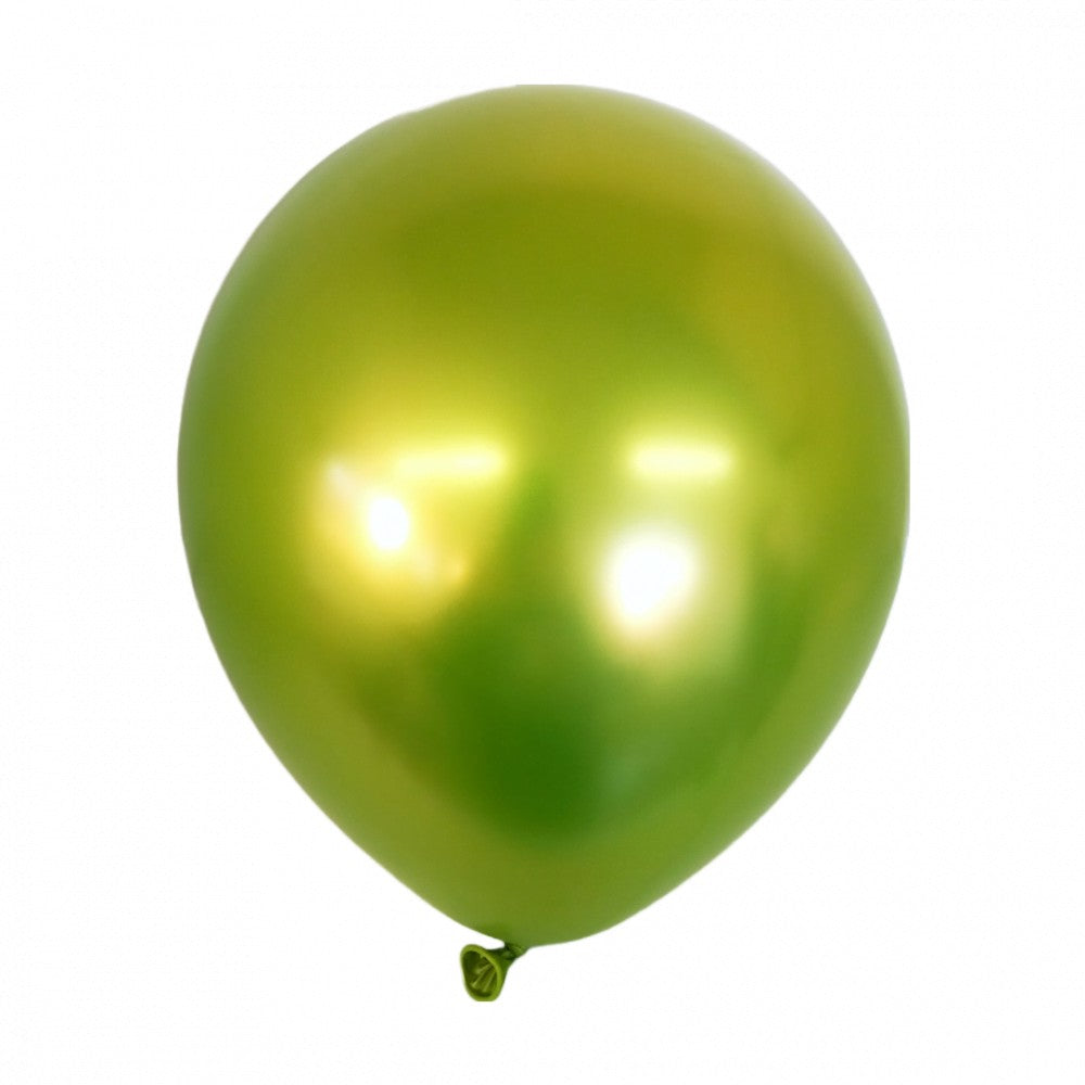 Baloane Latex Chrome Metalizat pentru Petreceri, Compatibile Aer sau Heliu, 30 cm, Verde Lime, Set 12 Bucati