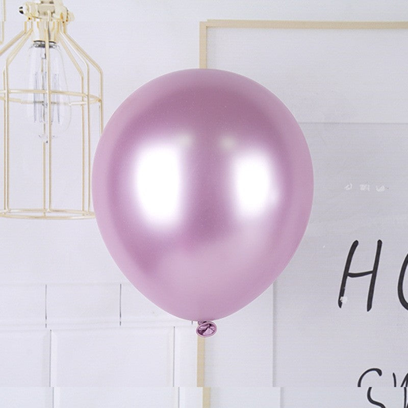 Set 12 Baloane Latex Chrome, Efect Metalizat Lucios, Compatibile Heliu sau Aer, Material Rezistent, 30 cm, Mov Deschis