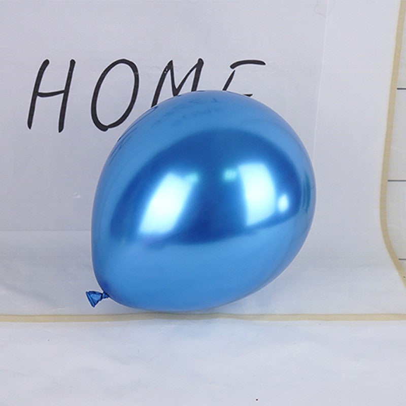 Set 12 Baloane Latex Chrome, Efect Metalizat Lucios, Compatibile Aer sau Heliu, Petreceri si Evenimente, 30 cm, Albastru Inchis