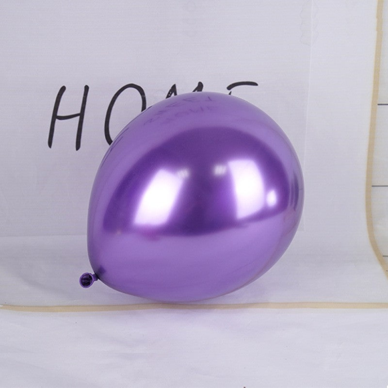 Set 12 Baloane Latex Chrome, Efect Metalizat Lucios pentru Petreceri, Compatibile Heliu sau Aer, 25 cm, Mov