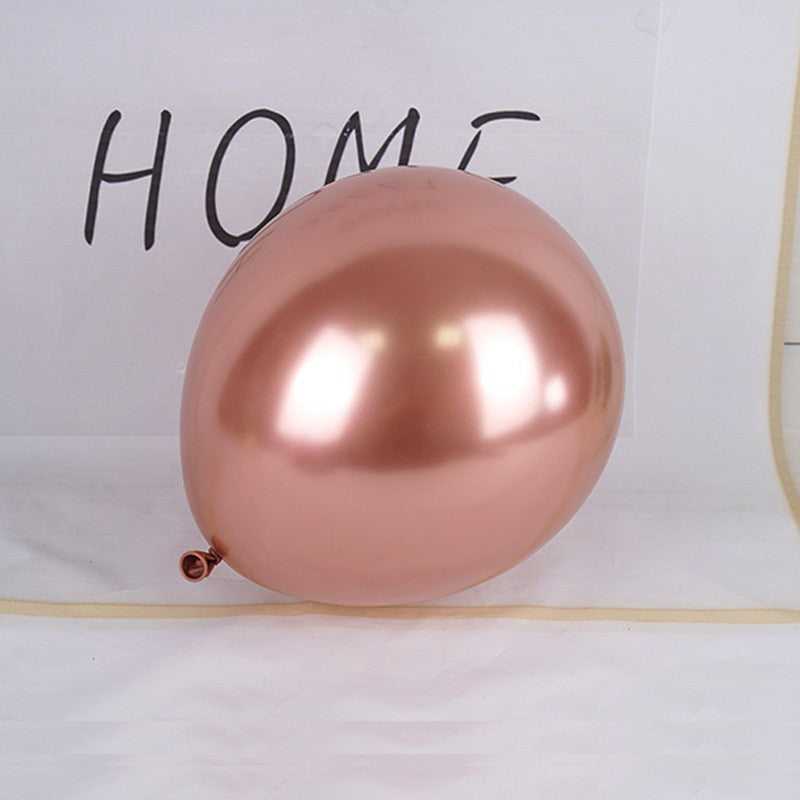 Set 12 Baloane Latex Chrome, Efect Metalizat Lucios pentru Petreceri, Compatibile Aer sau Heliu, 13 cm, Roz Auriu