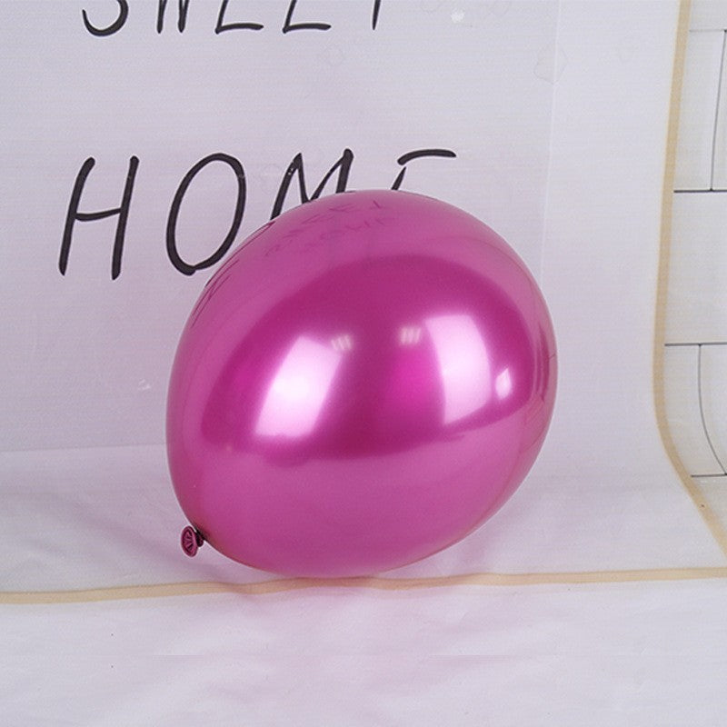Set 12 Baloane Latex Chrome, Efect Metalizat Lucios, Compatibile Aer sau Heliu, 25 cm, Fucsia