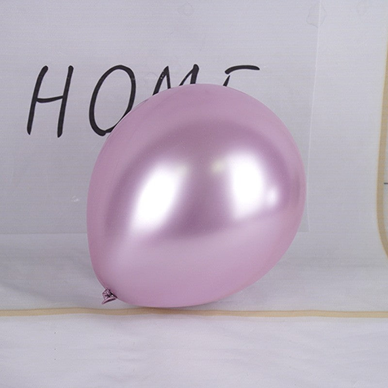 Set 12 Baloane Aniversare, Model Chrome Metalizat, Latex Rezistent, Compatibile Aer si Heliu, Mov Deschis, 13 cm