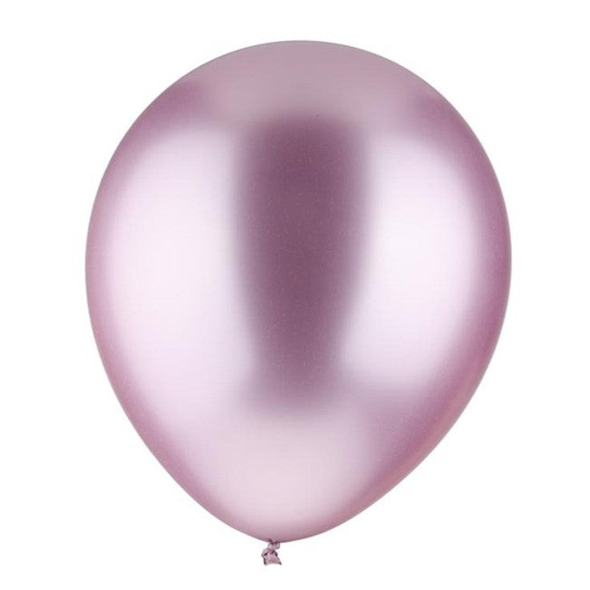 Set 12 Baloane Aniversare, Model Chrome Metalizat, Latex Rezistent, Compatibile Aer si Heliu, Mov Deschis, 13 cm