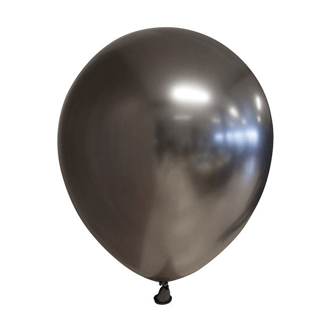 Set 12 Baloane Latex Chrome, Efect Metalizat Lucios, Decoratiuni Petreceri, 13 cm, Negru
