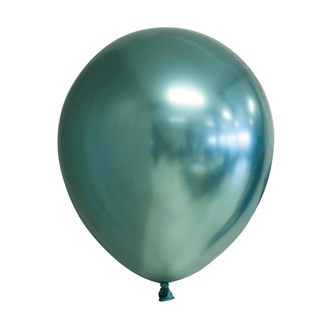 Set 12 Baloane Latex Chrome, Aspect Metalizat Lucios, Decoratiuni Petreceri si Aniversari, 13 cm, Turcoaz