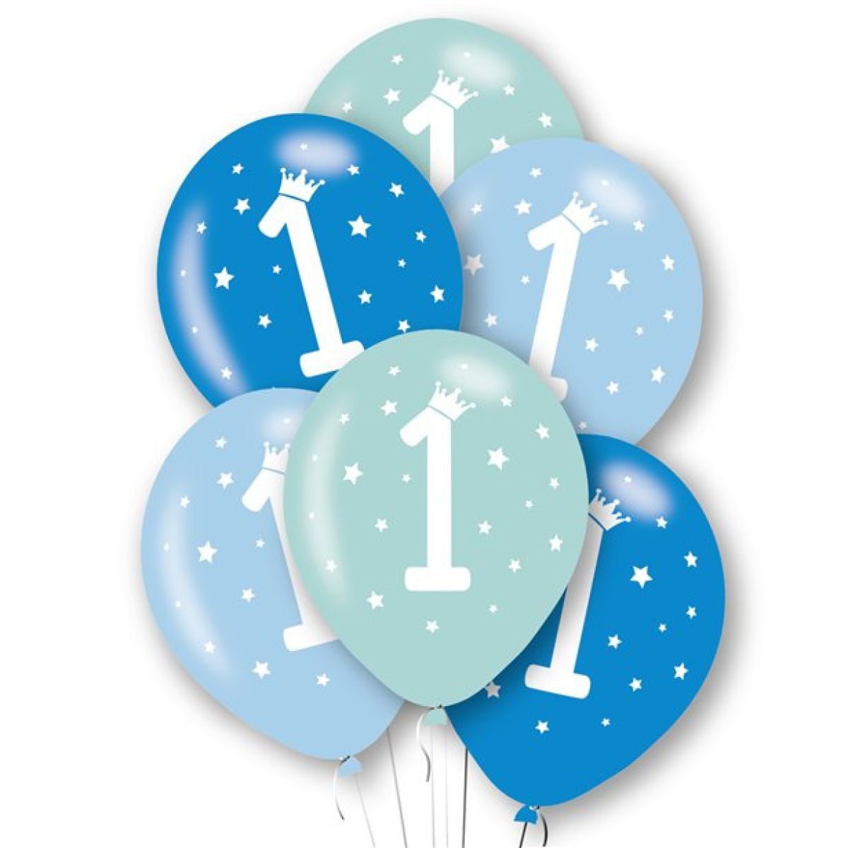 Set 10 Baloane Decor Aniversare 1 An Baieti, Model Tematic Petrecere, Latex Calitate, 25 cm, Albastru/Verde