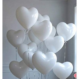 Set 10 Baloane Inima, Decoratiuni Petreceri si Evenimente Romantice, Latex Rezistent, Compatibile Aer sau Heliu, 25 cm, Alb