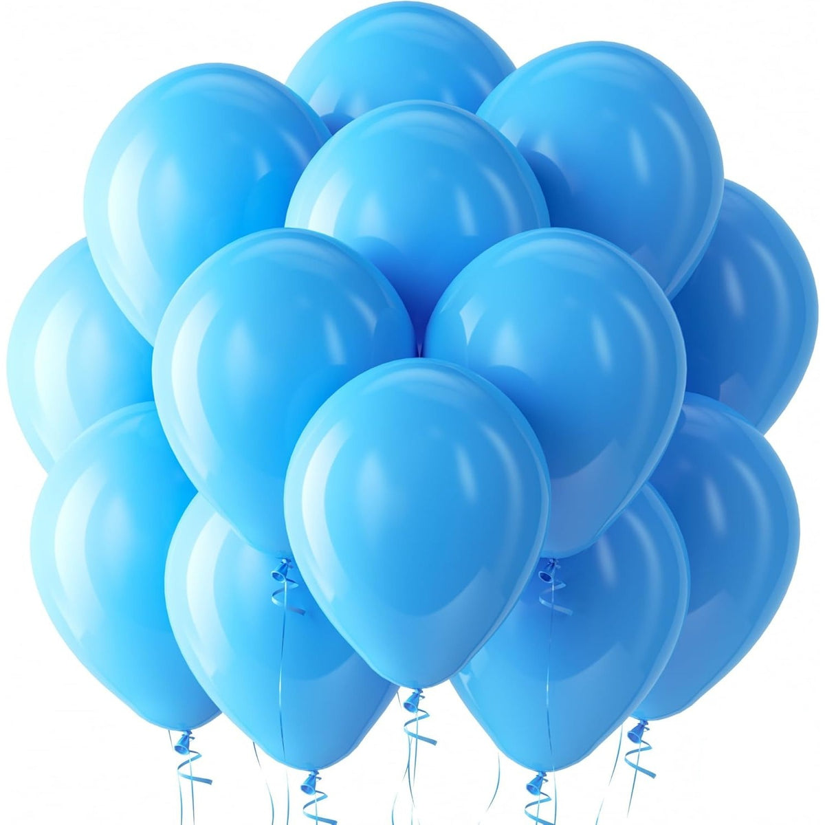 Set 12 Baloane Aniversare, Latex Standard de Calitate Superioară, Umflare Aer sau Heliu, Albastru Deschis, 13 cm