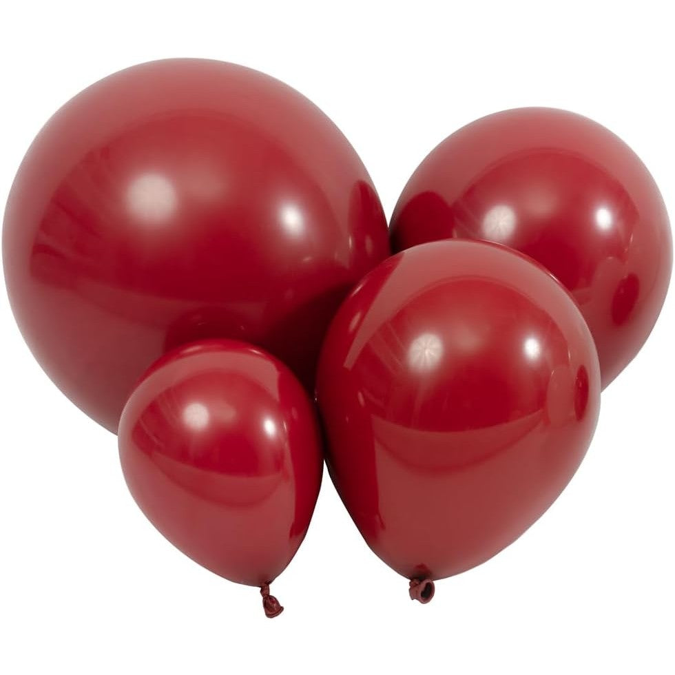 Set 12 Baloane Aniversare, Latex Standard, Compatibile Aer sau Heliu, 25 cm, Rosu Inchis