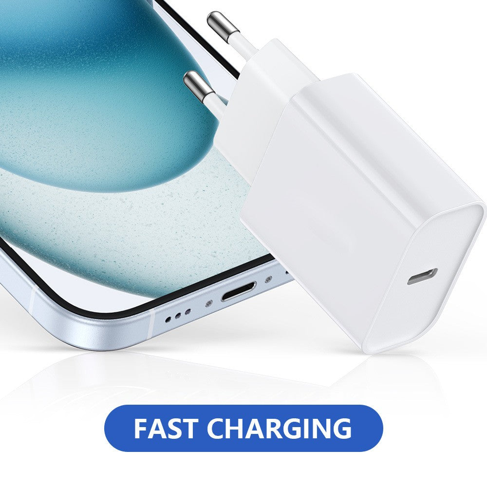 Incarcator Retea Fast Charge, Adaptor Priza Power Delivery 20W, Protectie Suprasarcina, Compatibil iPhone 8-14, USB-C, Alb
